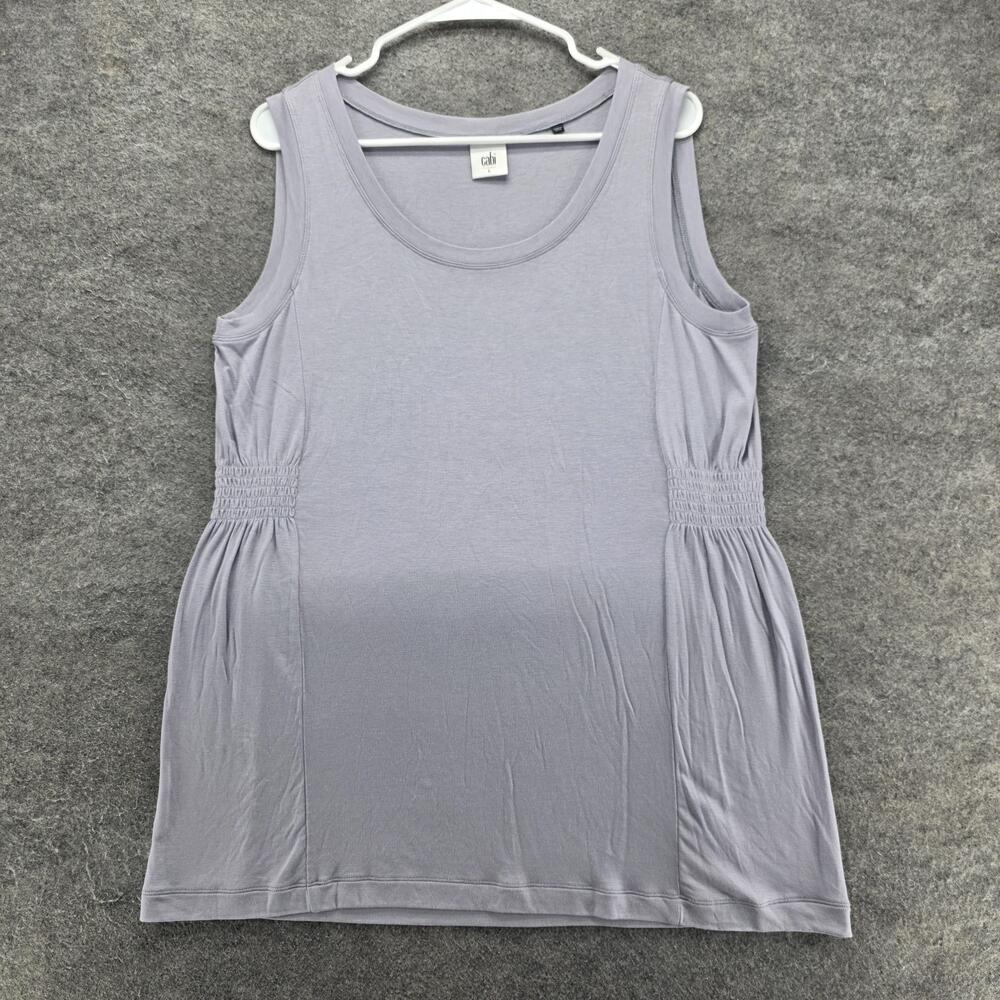 CAbi Tank Tunic Womens L Gray Scoop Neck Sleeveless Elastic Waist Relaxed Fit